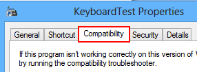 Program Properties Compatibility Tab